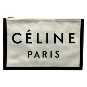Celine Clutch Bag Cream Black